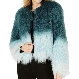 Bar III Womens Crinkle Faux Fur Jacket